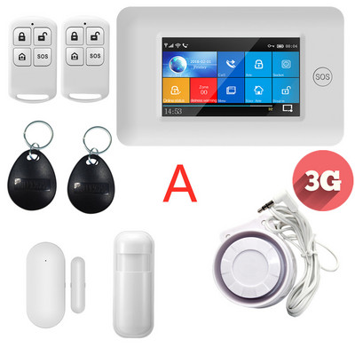 3G IOS Android 433MHz Zaslon u boji osjetljiv na dodir Bežični WIFI GPRS RFID kartica Smart Home Protuprovalni alarmni sustavi s dodacima