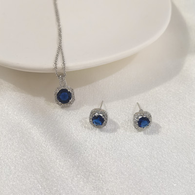 SUGO Naujas Paprastos mados kvadratinio dizaino blizgaus kubinio cirkonio auskarų karolių rinkiniai jaunoms merginoms Miela papuošalų dovana