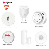Zigbee Wifi Tuya Sistem de alarmă pentru securitatea casei inteligente DIY cu detector de fum de gaz Senzor de ușă Monitor de mișcare PIR Alertă de scurgere de apă