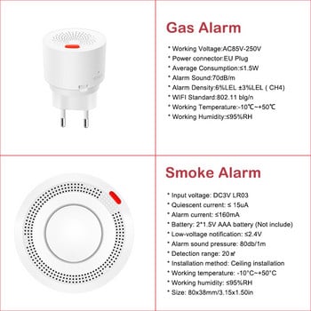 Σύστημα συναγερμού ασφαλείας Zigbee Wifi Tuya DIY με ανιχνευτή καπνού αερίου Αισθητήρας πόρτας PIR Ειδοποίηση διαρροής νερού