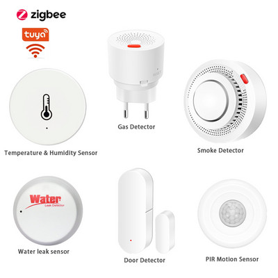Zigbee Wifi Tuya Sistem de alarmă pentru securitatea casei inteligente DIY cu detector de fum de gaz Senzor de ușă Monitor de mișcare PIR Alertă de scurgere de apă