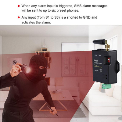 Mini 8 καναλιών Σύστημα συναγερμού GSM Ασύρματο συναγερμό ασφαλείας SMS Συναγερμοί τηλεφωνικών κλήσεων για οικιακή ασφάλεια DC 6V