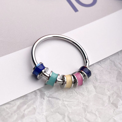 Inele de anxietate cu mărgele emailate fină pentru femei, fete, eliberare de stres, jucării distractive, inel, bijuterii, despre fiică, inel, cadou