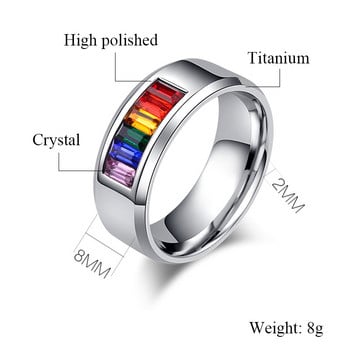 Νέο Μόδα Γυναικείο Πανέμορφο Κρυστάλλινο Δαχτυλίδι σε Χρώμα Ουράνιο Τόξο Ανδρικό Καλοκαιρινό Πολύχρωμο Δαχτυλίδι Τιτανίου για Γυναικεία και Ανδρικά