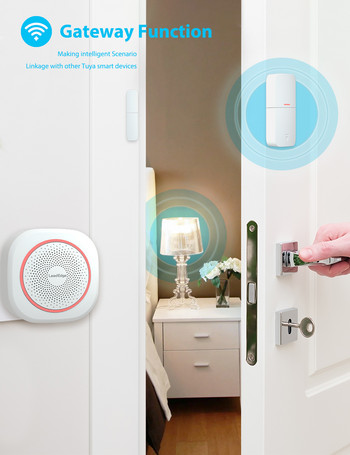 LeadEdge AS100 Tuya WIFI Домашна алармена система Безжична охранителна охрана против крадец Smart Home APP Управление с PIR сензор за движение Сензор за врата