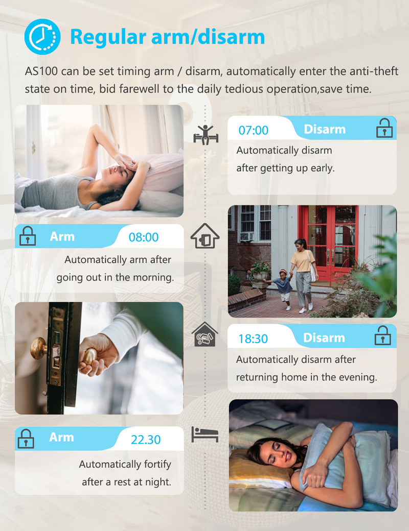„LeadEdge AS100 Tuya WIFI“ namų signalizacijos sistema, belaidė apsauga nuo įsilaužimo išmaniųjų namų APP valdymas su PIR judesio jutiklio durų jutikliu