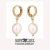 SIPENGJEL Cercei cu perle neregulate de modă pentru femei, în stil baroc, perle de apă dulce, cercei mici, bijuterii de petrecere