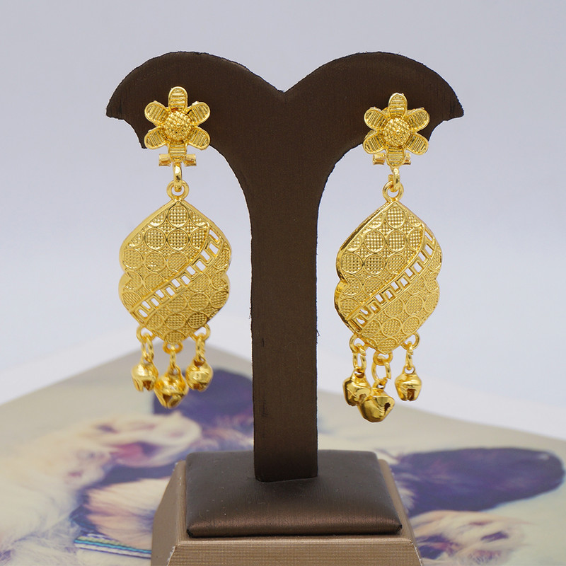 Seturi de bijuterii de culoare aurie Dubai pentru femei, colier nigerian, cercei, set de bijuterii, nunta africană, Etiopia, cadouri de mireasă