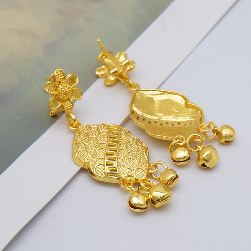 Seturi de bijuterii de culoare aurie Dubai pentru femei, colier nigerian, cercei, set de bijuterii, nunta africană, Etiopia, cadouri de mireasă