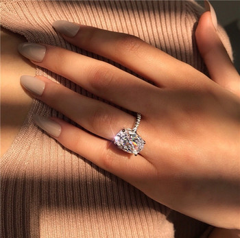 Изящни сребърни цветни овални триизмерни бижута от циркониев камък Годежни брачни пръстени за жени