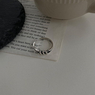 FOXANRY sidabro spalvos žiedai mados poros hip-hop vintažinis paprastas geometrinis dizainas tailandietiškų sidabrinių vakarėlių papuošalų didmeninė prekyba