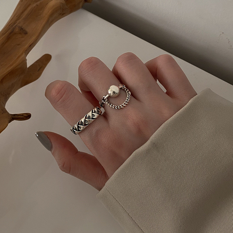 FOXANRY sidabro spalvos žiedai mados poros hip-hop vintažinis paprastas geometrinis dizainas tailandietiškų sidabrinių vakarėlių papuošalų didmeninė prekyba