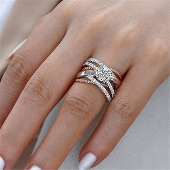Луксозен дамски пръстен Булчински пръстен с чисто кръстосана плитка Сватбен годежен коледен бижу Подарък за Свети Валентин