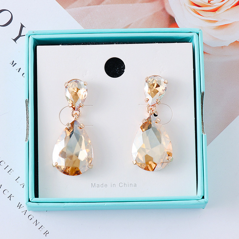 JURAN krištoliniai apvalūs vandens lašai, geometriniai kabantys auskarai, krištoliniai pakabukai, madingi vestuvių papuošalai, moteriški „Broncos“ 2023 m. tendencija