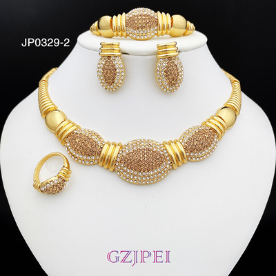 Set de bijuterii brazilian placat cu aur de 18k pentru femei Set de colier de bijuterii Dubai de culoare aurie Cadou frumos pentru petrecerea de nuntă