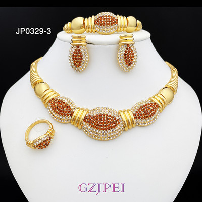 Brazilijos 18k paauksuotų papuošalų rinkinys moterims Aukso spalvos Dubajaus papuošalų karolių rinkinys Graži vestuvių vakarėlio dovana