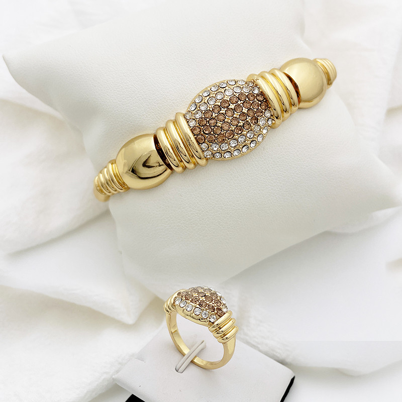 Brazilijos 18k paauksuotų papuošalų rinkinys moterims Aukso spalvos Dubajaus papuošalų karolių rinkinys Graži vestuvių vakarėlio dovana