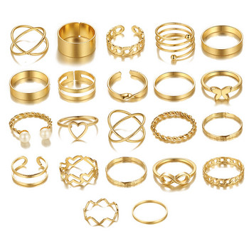 Нов комплект пръстени с множество стави с отворен край 22 комплекта любовни пръстени Женски дизайнерски пръстен с пеперуда от малцинството
