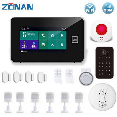 ZONAN G60B Домашна алармена система WIFI GSM Tuya Интелигентен домашен гараж Противовзломна охрана Детектор за движение Сензор за димна врата Безжична клавиатура