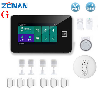 ZONAN G60B namų signalizacija WIFI GSM Tuya Smart Home Garažas Apsauga nuo įsilaužimo judesio detektorius dūmų durų jutiklis belaidė klaviatūra