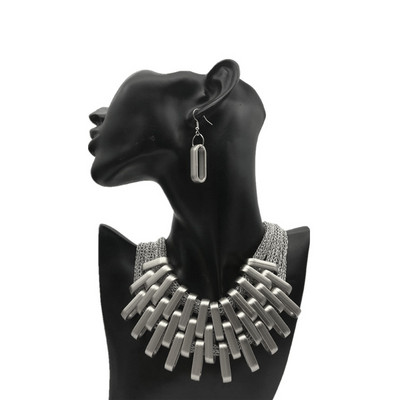 Afrikietiškų karolių papuošalų rinkiniai Perdėta kaklo karoliai moterims Statement Geometrinės vestuvės Indijos papuošalų dizainas Liffly