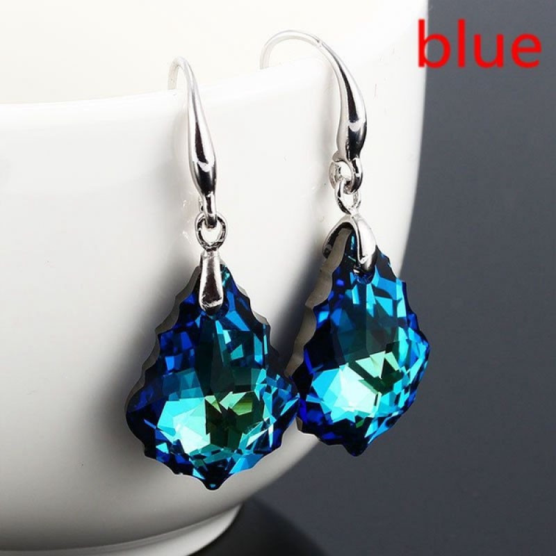 Madingi paprasti vaivorykštės spalvos moteriški spalvingi brangakmenių ašarų krištoliniai auskarai moterims, vestuvių gimtadienio dovana, jubiliejaus proga