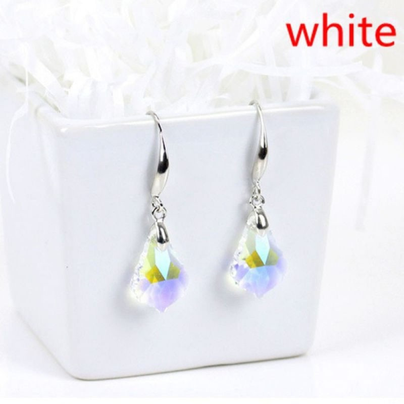 Madingi paprasti vaivorykštės spalvos moteriški spalvingi brangakmenių ašarų krištoliniai auskarai moterims, vestuvių gimtadienio dovana, jubiliejaus proga