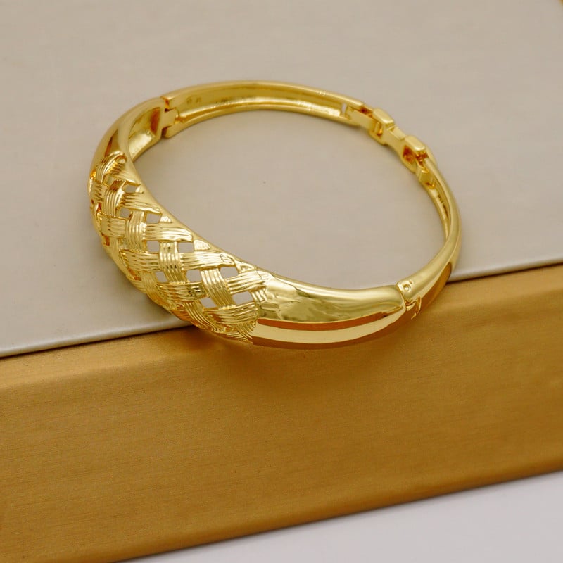 Madingas rusiškas 3vnt papuošalų rinkinys Prabangus Blizgantis Brazilijos Aukso Spalvos Apyrankės Auskarai Žiedas Moterų Dovana