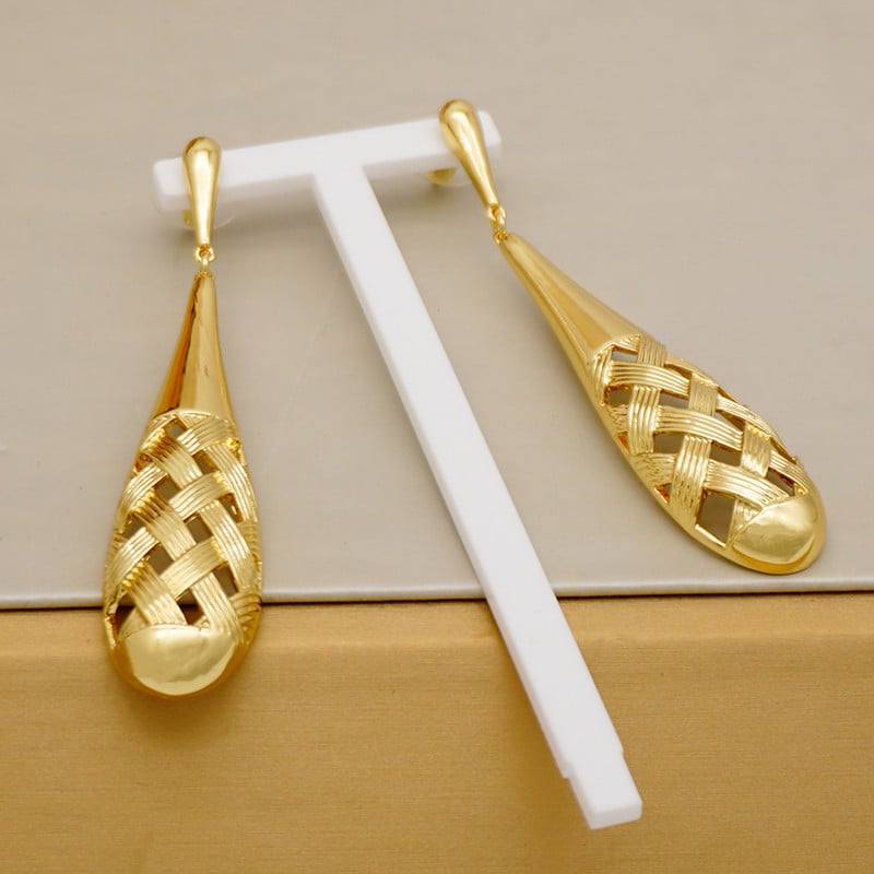 Madingas rusiškas 3vnt papuošalų rinkinys Prabangus Blizgantis Brazilijos Aukso Spalvos Apyrankės Auskarai Žiedas Moterų Dovana