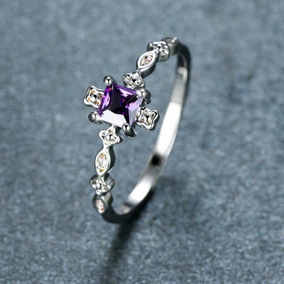 Vintažinis ovalus violetinis Mėnulio akmens žiedas Dvigubas mėnulio žiedas moterims Vyriškas cinko lydinio šakelės žiedas vakarėliui Dovanos madingi pažado papuošalai