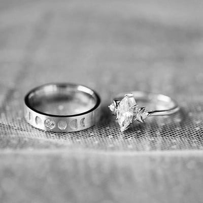 Vintažinis ovalus violetinis Mėnulio akmens žiedas Dvigubas mėnulio žiedas moterims Vyriškas cinko lydinio šakelės žiedas vakarėliui Dovanos madingi pažado papuošalai