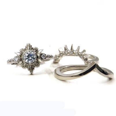 Vintažinis ovalus violetinis Mėnulio akmens žiedas Dvigubas mėnulio žiedas moterims Vyriškas cinko lydinio šakelės žiedas vakarėliui Dovanos madingi pažado papuošalai