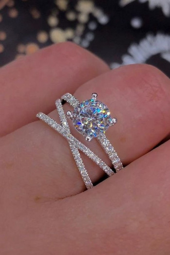 Εκθαμβωτικό ασημί χρώμα λευκό ζιργκόν δαχτυλίδι επετειακό δώρο αρραβώνων Νυφικές βέρες Γυναικεία κοσμήματα