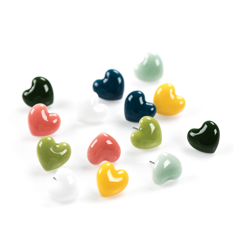 Csodálatos kerámia Nagy szerelem szív alakú fülbevaló többszínű antiallergén fém tűs divatos fülbevaló #LY117