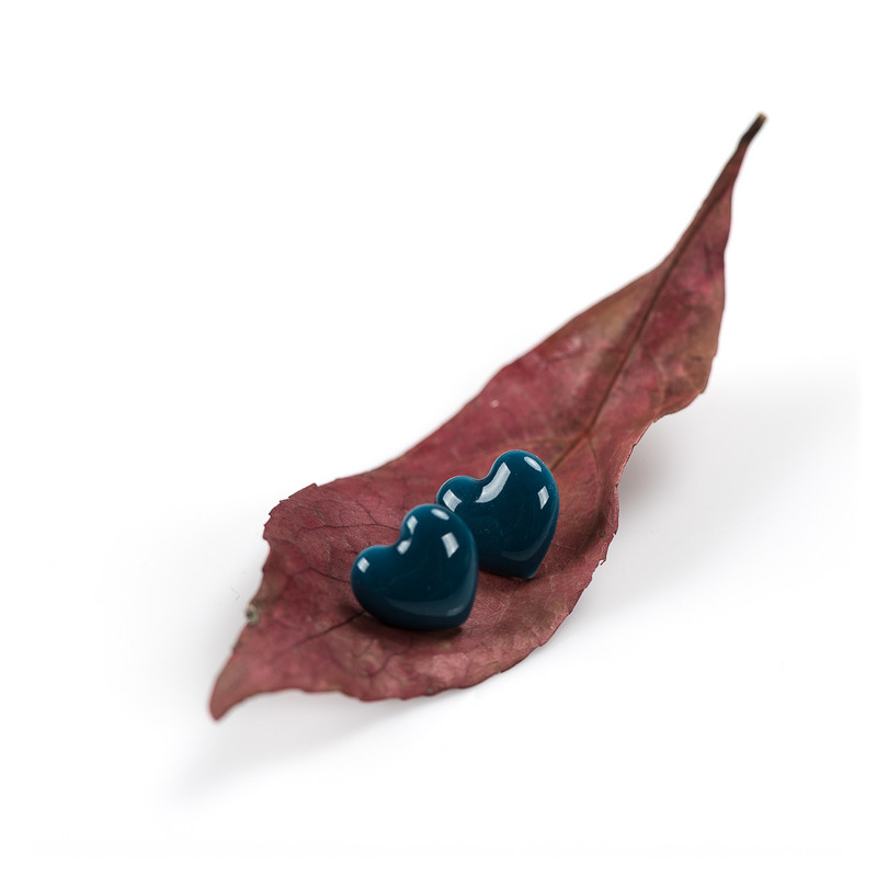 Csodálatos kerámia Nagy szerelem szív alakú fülbevaló többszínű antiallergén fém tűs divatos fülbevaló #LY117