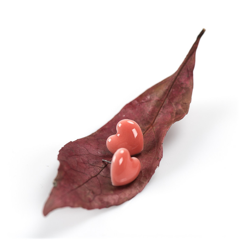 Csodálatos kerámia Nagy szerelem szív alakú fülbevaló többszínű antiallergén fém tűs divatos fülbevaló #LY117