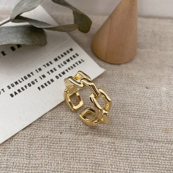 Χρυσά δαχτυλίδια Foxanry INS Fashion France Επιχρυσωμένα Δημιουργικά γεωμετρικά κομψά κοσμήματα για πάρτι Δώρα για γυναίκες