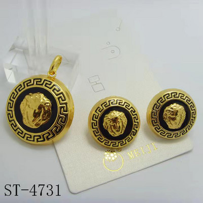 Papuošalų rinkiniai moterims karoliai ir auskarai Dubajaus afrikietiškas 24K paauksuotas vario apskritimo apvalaus rašto vestuvinių papuošalų rinkinys