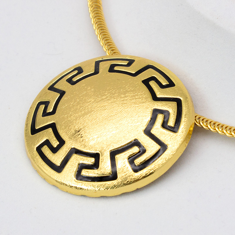 Papuošalų rinkiniai moterims karoliai ir auskarai Dubajaus afrikietiškas 24K paauksuotas vario apskritimo apvalaus rašto vestuvinių papuošalų rinkinys