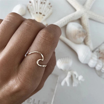 JUJIE 316L пръстени с вълни от неръждаема стомана за жени Нов прост дизайн Пръстен с форма на морска вълна Бижута на едро/дропшипинг