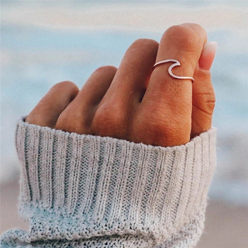 JUJIE 316L пръстени с вълни от неръждаема стомана за жени Нов прост дизайн Пръстен с форма на морска вълна Бижута на едро/дропшипинг