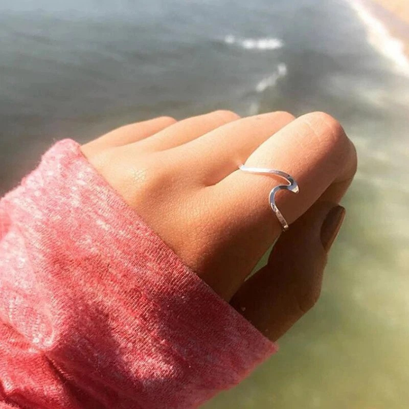 Δαχτυλίδια κυμάτων JUJIE 316L από ανοξείδωτο ατσάλι για γυναίκες Νέο απλό σχέδιο κοσμήματα δαχτυλίδι σε σχήμα κύματος θάλασσας Χονδρική πώληση/Dropshipping