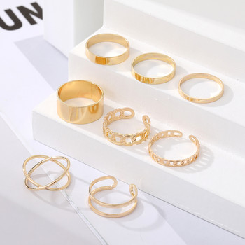 KISSWIFE Χρυσό Χρώμα Ασημί Χρώμα Σταυρός Δαχτυλίδια Γυναικεία Απλό Δαχτυλίδι με Φαρδιά Αλυσίδα 2022 Μπιζού Γυναικεία κοσμήματα