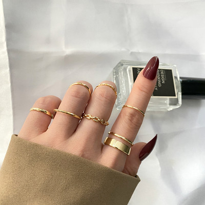 KISSWIFE aukso spalvos sidabro spalvos kryžminių žiedų rinkinys moterims Paprasti plačios grandinės pirštų uodegos žiedai 2022 m. Bijoux papuošalai, dovanos moterims