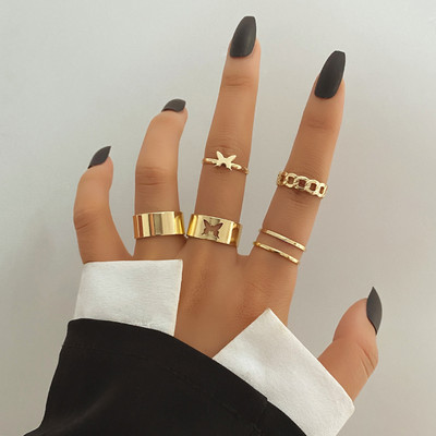 KISSWIFE aukso spalvos sidabro spalvos kryžminių žiedų rinkinys moterims Paprasti plačios grandinės pirštų uodegos žiedai 2022 m. Bijoux papuošalai, dovanos moterims