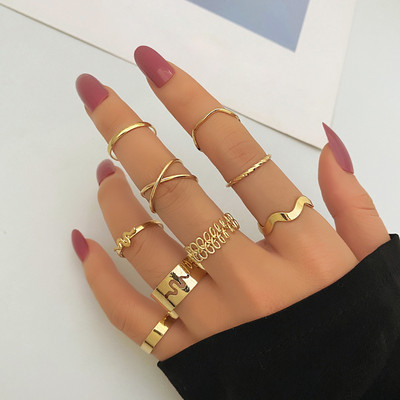 KISSWIFE aukso spalvos sidabro spalvos kryžminių žiedų rinkinys moterims Paprasti plačios grandinės pirštų uodegos žiedai 2022 m. Bijoux papuošalai, dovanos moterims