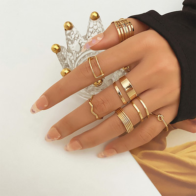 KISSWIFE aukso spalvos sidabro spalvos kryžminių žiedų rinkinys moterims Paprasti plačios grandinės pirštų uodegos žiedai 2022 m. Bijoux papuošalai, dovanos moterims