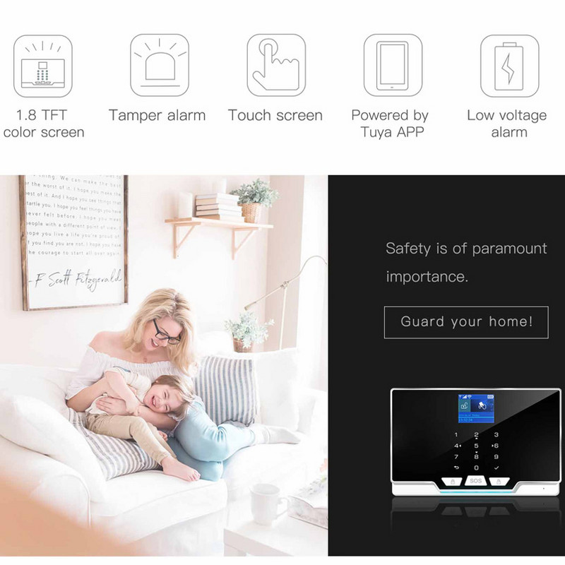 Tuya Smart WIFI GSM sigurnosni alarmni sustav radi s Alexa Home Protuprovalni detektor pokreta Senzor dima za vrata i prozore IP kamera