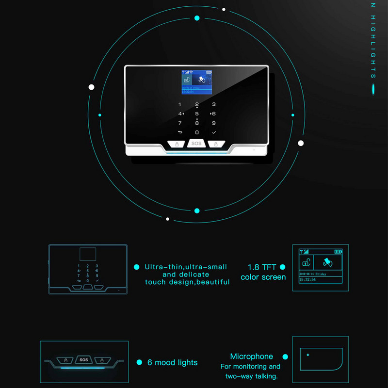 Tuya Smart WIFI GSM sigurnosni alarmni sustav radi s Alexa Home Protuprovalni detektor pokreta Senzor dima za vrata i prozore IP kamera