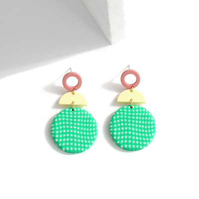 AENSOA unikalūs spalvingi abstrakčių raštų polimero molio auskarai moterims rankų darbo apvalūs pakabukai nuleidžiami auskarai papuošalų didmeninė prekyba